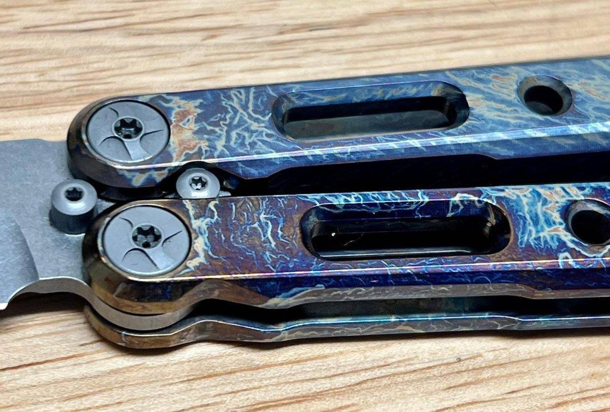 Benchmade Semi-Custom 85 Billet Ti Balisong Butterfly 4.4" "Lightning Strike" - NORTH RIVER OUTDOORS