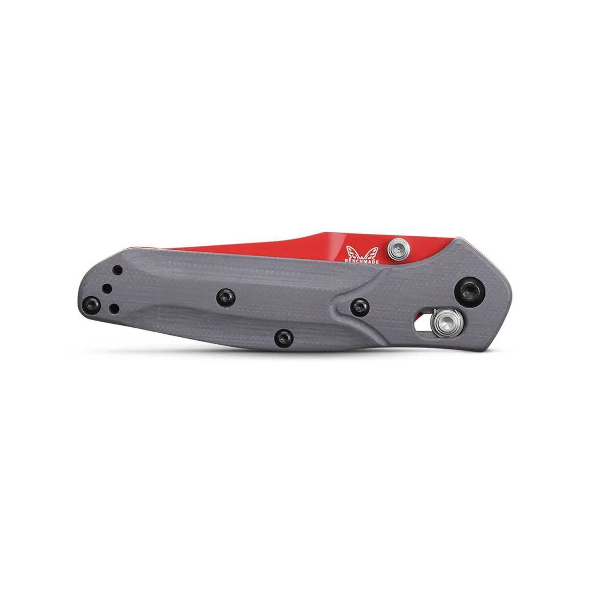 Benchmade SHOT Show 2024 Exclusive Mini Osborne Folding Knife 2.92" S90V Red Plain Blade Gray G10 Handles, AXIS/Crossbar Lock - NORTH RIVER OUTDOORS