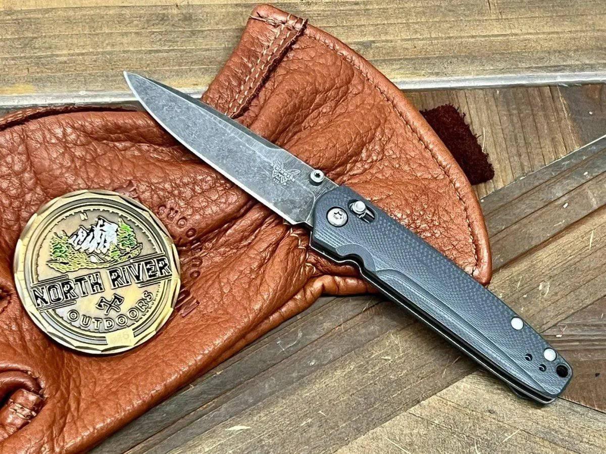 Custom Benchmade 485 Valet Axis Folding Knife 2.96" M390 Acid Wash Blade Gray G10 (Pre-Owned) - NORTH RIVER OUTDOORS