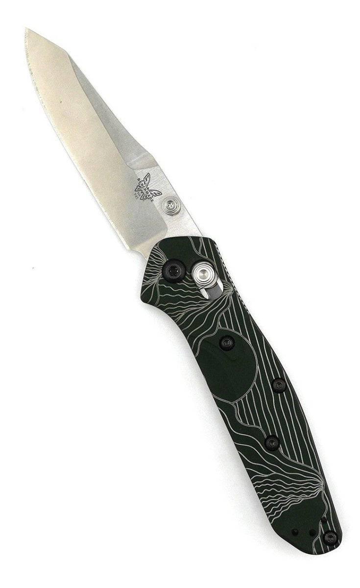 Custom Engraved Benchmade 945 Mini Osborne Folding Knife 2.92" S30V Satin Plain Blade, Green - NORTH RIVER OUTDOORS