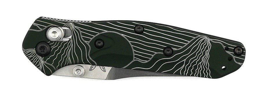 Custom Engraved Benchmade 945 Mini Osborne Folding Knife 2.92" S30V Satin Plain Blade, Green - NORTH RIVER OUTDOORS