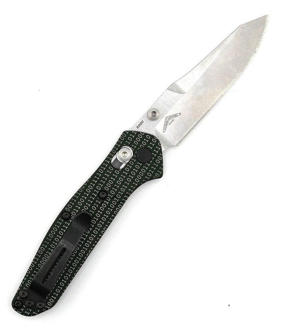 Custom Engraved Benchmade 945 Mini Osborne Folding Knife 2.92" S30V Satin Plain Blade, Green - NORTH RIVER OUTDOORS