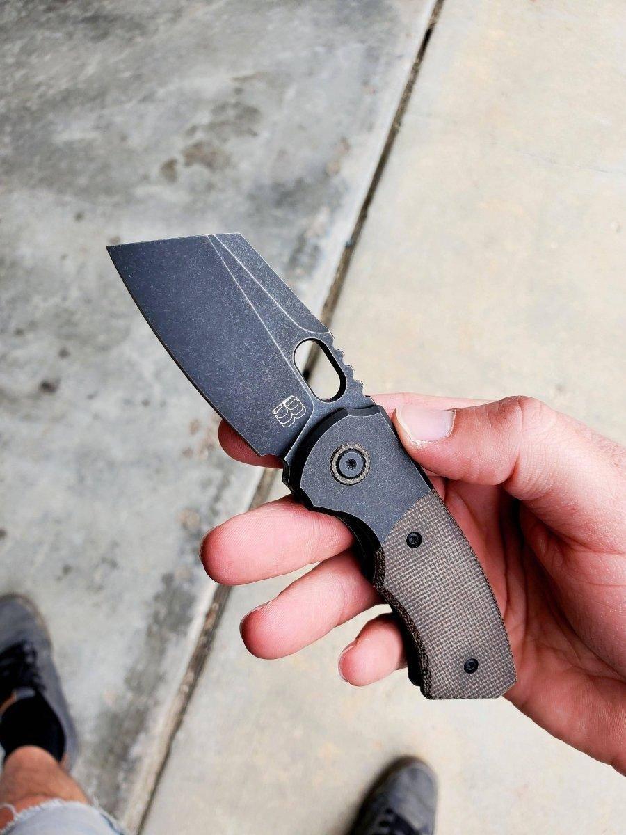 BergBlades Mini Slim Frame Lock Knife Ti (2.4" Sand/Stone) - NORTH RIVER OUTDOORS