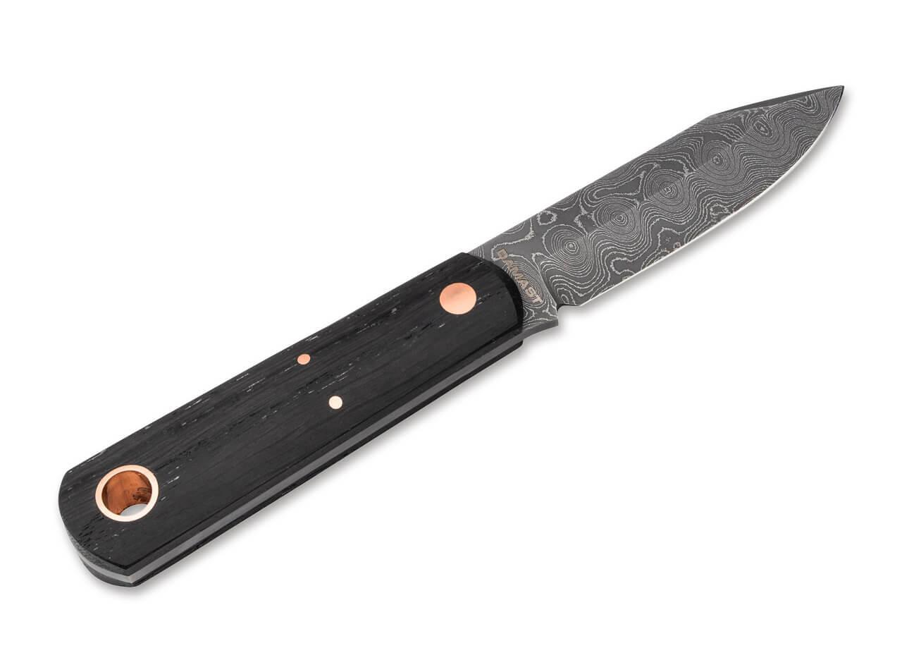 Boker Lucas Burnley Barlow BFF Damast Fixed Blade Knife 2.76" Damascus Clip Point Bog Oak Wood Handle - NORTH RIVER OUTDOORS