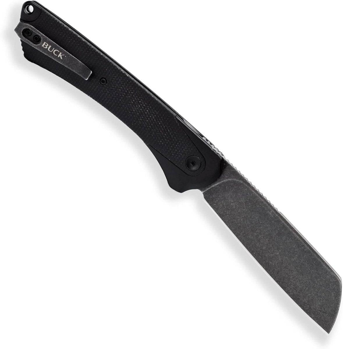 Buck 263 HiLine XL Manual Frame Lock Flipper Knife 3.75" D2 Black Stonewashed Cleaver Gray Handles - NORTH RIVER OUTDOORS