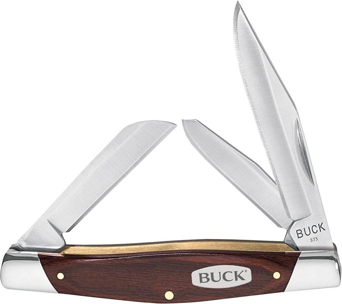 Buck 373 Trio Stockman w/Three Blades & Woodgrain Handle 3.25" Closed - NORTH RIVER OUTDOORS