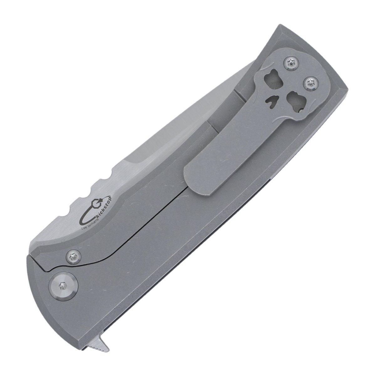 Chaves Redencion 229 Lee Williams Kickstop Flipper Stonewashed Drop Point Black G10 Titanium 3.50" - NORTH RIVER OUTDOORS