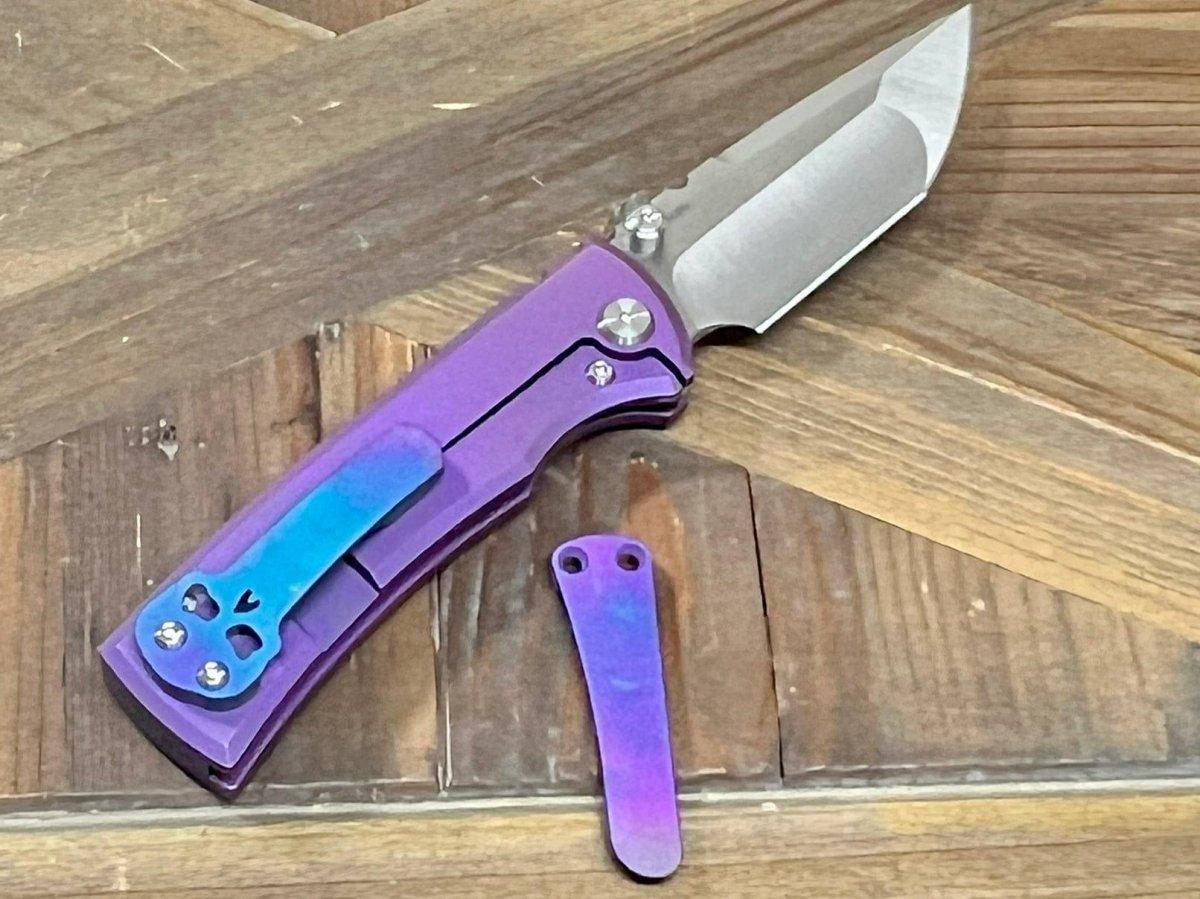 Chaves Redencion Street Semi-Custom Titanium Tanto Knife "BlueBerry" - NORTH RIVER OUTDOORS