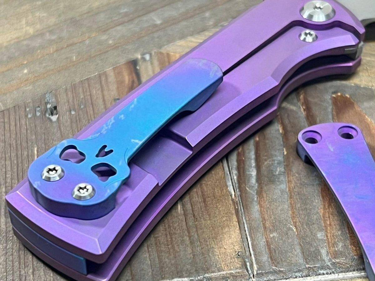 Chaves Redencion Street Semi-Custom Titanium Tanto Knife "BlueBerry" - NORTH RIVER OUTDOORS
