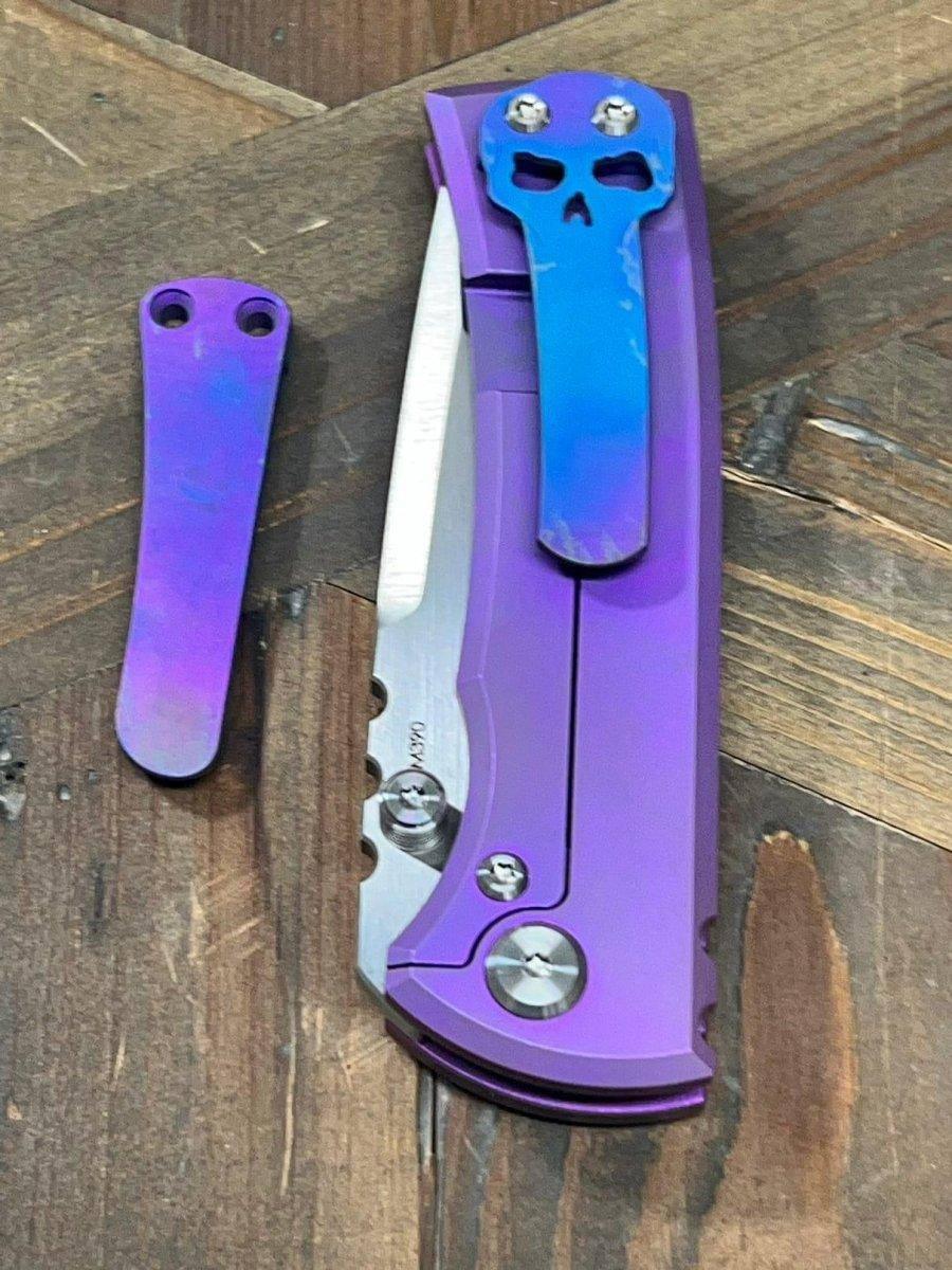 Chaves Redencion Street Semi-Custom Titanium Tanto Knife "BlueBerry" - NORTH RIVER OUTDOORS