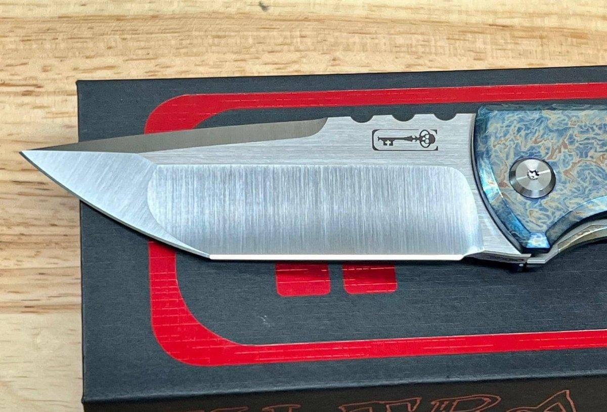 Chaves Semi-Custom Redencion 229 Lee Williams Kickstop Flipper Tanto Titanium "Lightning Strike" - NORTH RIVER OUTDOORS