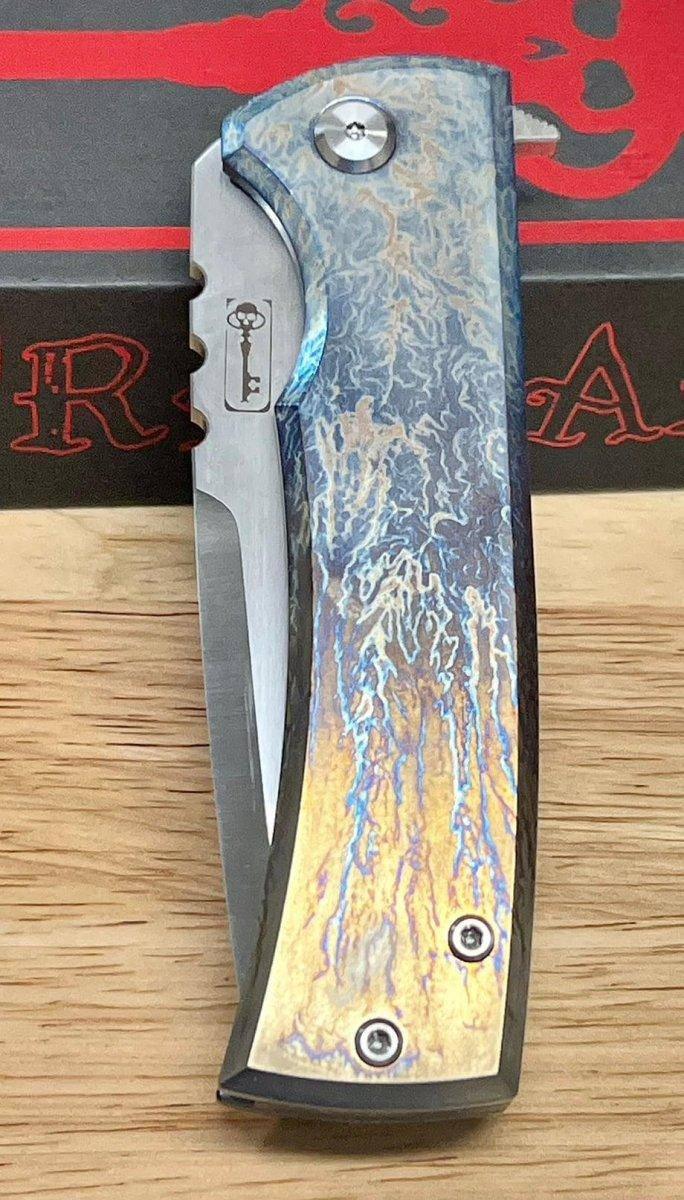 Chaves Semi-Custom Redencion 229 Lee Williams Kickstop Flipper Tanto Titanium "Lightning Strike" - NORTH RIVER OUTDOORS