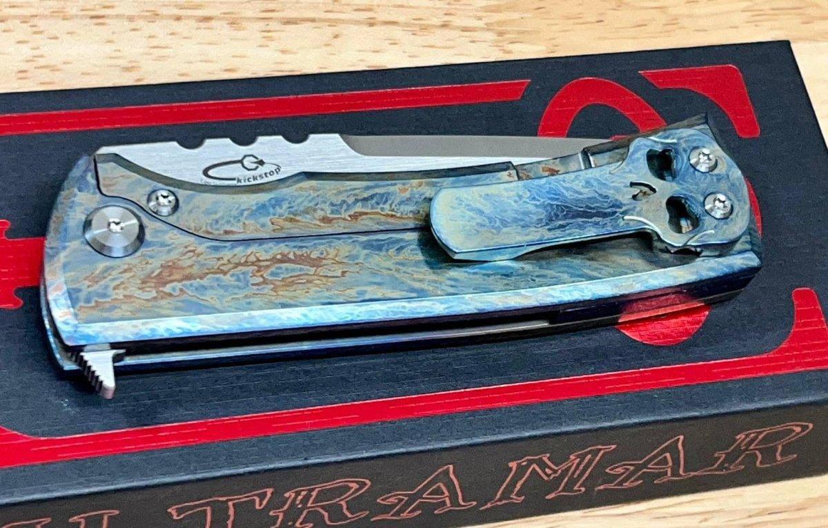 Chaves Semi-Custom Redencion 229 Lee Williams Kickstop Flipper Tanto Titanium "Lightning Strike" - NORTH RIVER OUTDOORS