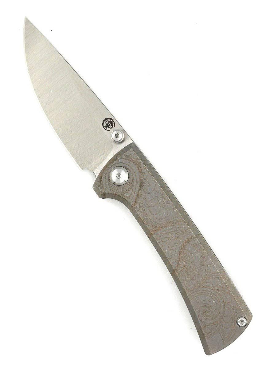 Custom Chaves Knives RCK9 Frame Lock Knife Titanium w/Paisley Engraving (3.25" Satin M390) - NORTH RIVER OUTDOORS