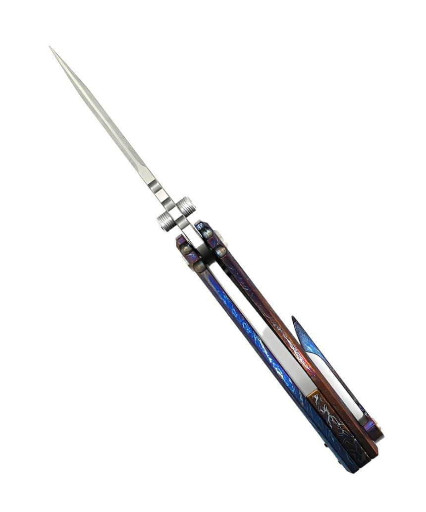 Custom Chaves Redencion Street Titanium Drop-Point Knife "LightningStrike" - NORTH RIVER OUTDOORS