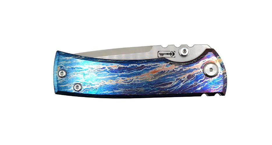Custom Chaves Redencion Street Titanium Drop-Point Knife "LightningStrike" - NORTH RIVER OUTDOORS