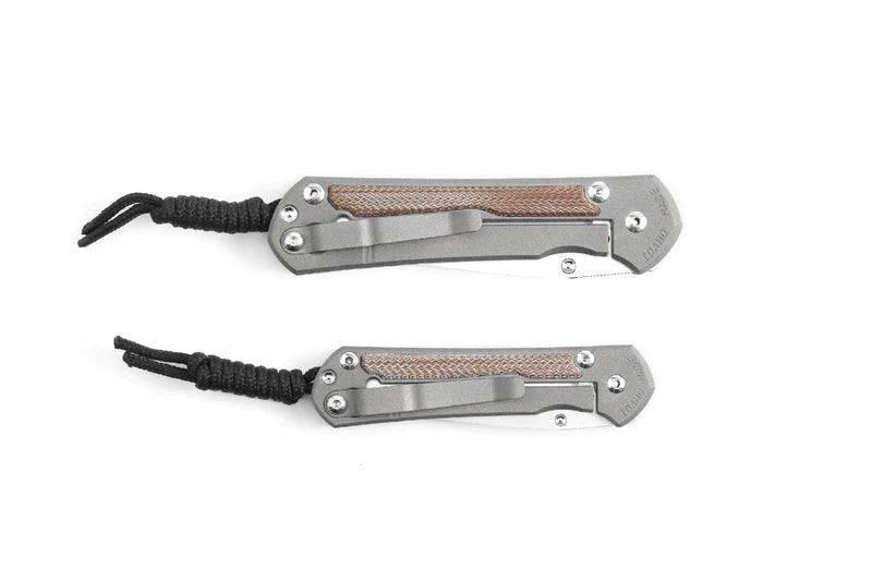 Chris Reeve Large Sebenza 31 Folding Knife 3.61" MagnaCut Blade, Sandblasted Titanium Handles with Natural Canvas Micarta Inlays - NORTH RIVER OUTDOORS