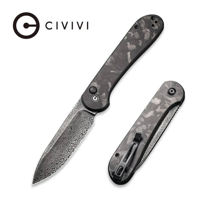 CIVIVI C2103DS-3 Button Lock Elementum Folding Knife 3.47" Damascus - NORTH RIVER OUTDOORS