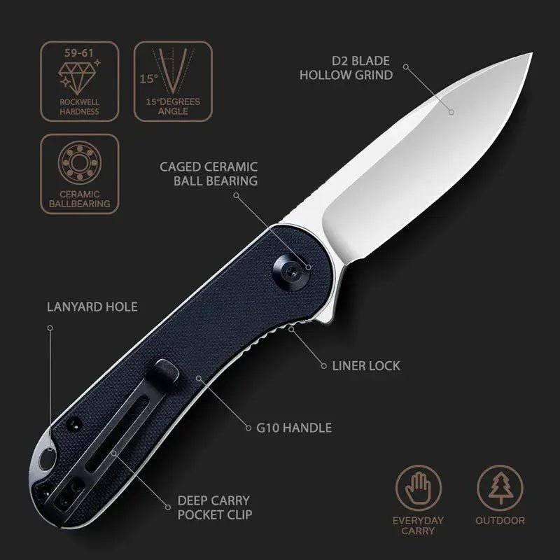 CIVIVI Elementum Flipper Knife 2.96" D2 Satin Blade - NORTH RIVER OUTDOORS