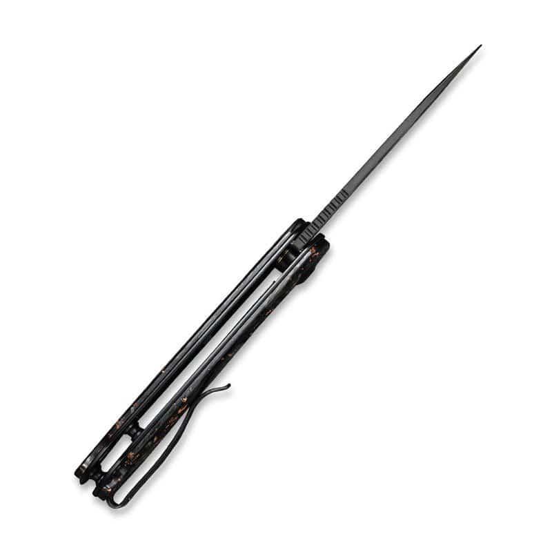 CIVIVI Elementum Flipper Knife 2.96" Damascus Blade Copper Shred Carbon Fiber Handles - NORTH RIVER OUTDOORS