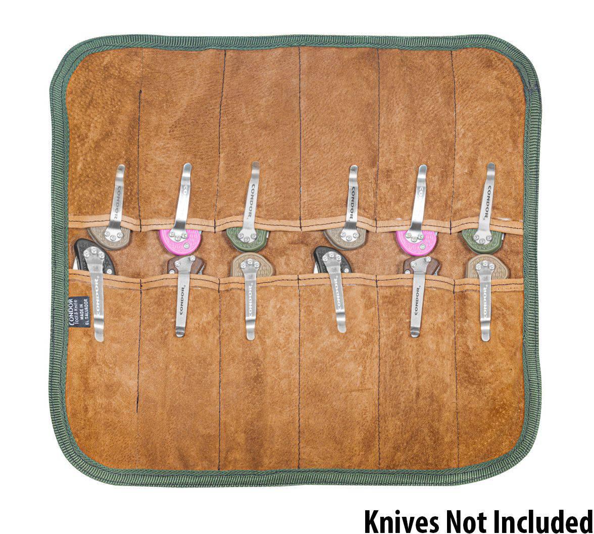 Condor CTK-CCFR Folding Knife Carry Roll Canvas and Leather Fits 12 Folders - NORTH RIVER OUTDOORS
