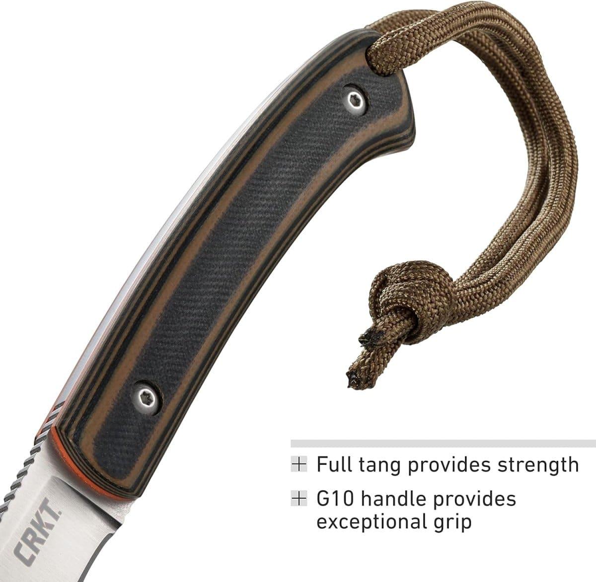 CRKT 2382 Biwa Fixed Blade Neck Knife 3.018" Satin Drop Point G10 Handles Sheath - NORTH RIVER OUTDOORS