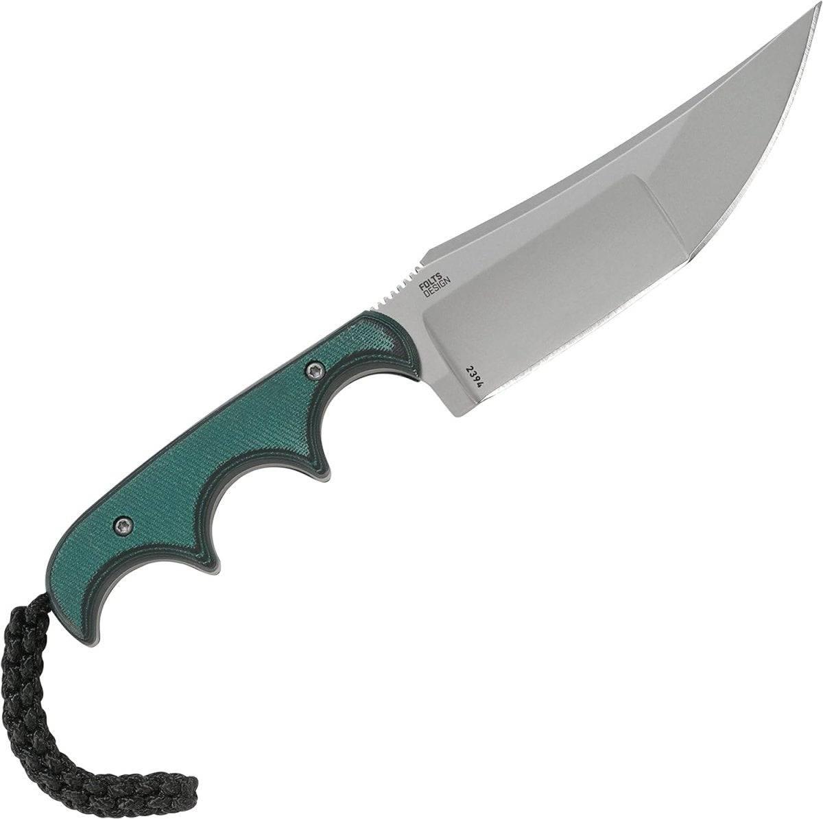 CRKT 2394 Folts Minimalist Katana Fixed Blade Neck Knife 3.56" Plain Blade Green Resin Fiber Handles - NORTH RIVER OUTDOORS