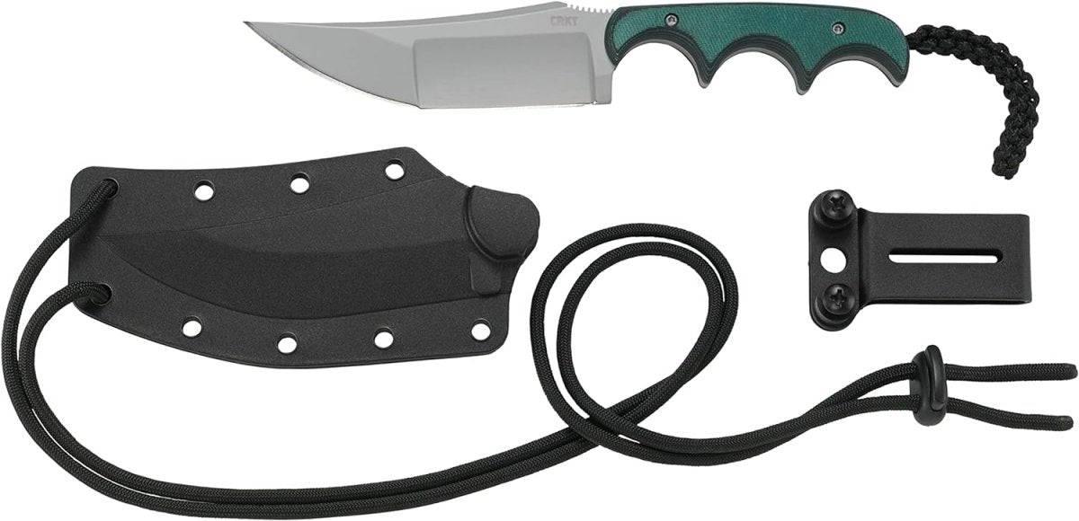 CRKT 2394 Folts Minimalist Katana Fixed Blade Neck Knife 3.56" Plain Blade Green Resin Fiber Handles - NORTH RIVER OUTDOORS