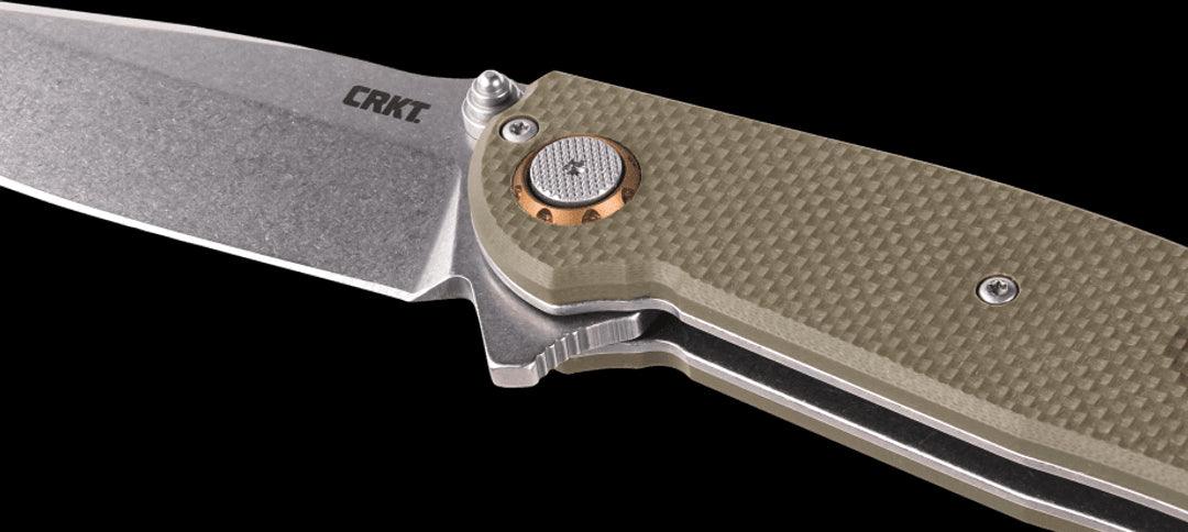 CRKT 2471 Butte Deadbolt Lock Assisted Flipper Knife 3.36" D2 Stonewashed G10 - NORTH RIVER OUTDOORS