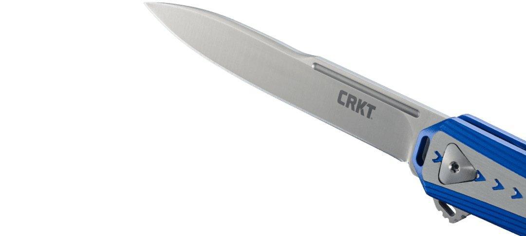 CRKT 6710 Stickler Assisted Flipper Knife 3.38" Sandvik 12C27, Blue & Silver - NORTH RIVER OUTDOORS