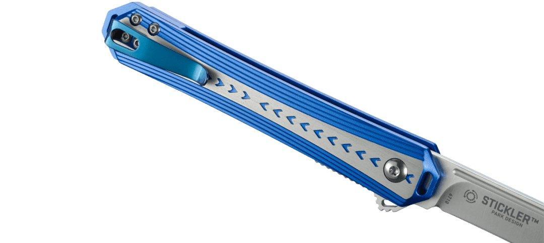 CRKT 6710 Stickler Assisted Flipper Knife 3.38" Sandvik 12C27, Blue & Silver - NORTH RIVER OUTDOORS