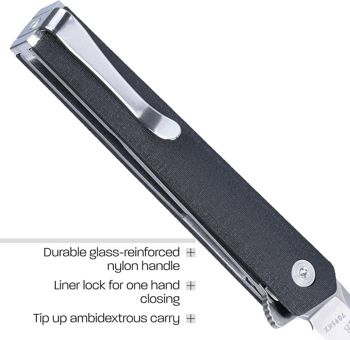 CRKT 7095KX CEO Compact Gentleman's Flipper Knife 2.61" Satin Clip Point Blade Black Handles - NORTH RIVER OUTDOORS