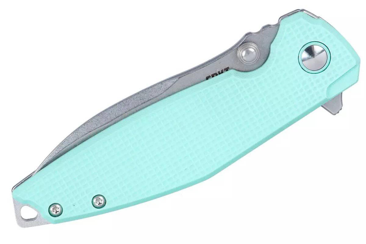 CRKT Ibis 2560 Knife Stonewash 14C28N Drop Point Blue G10 Stonewash Titanium Flipper - NORTH RIVER OUTDOORS