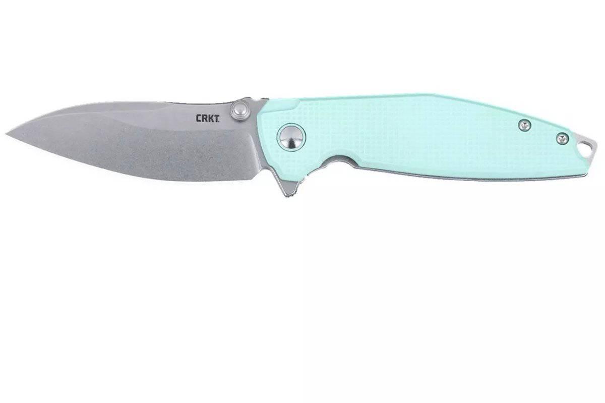 CRKT Ibis 2560 Knife Stonewash 14C28N Drop Point Blue G10 Stonewash Titanium Flipper - NORTH RIVER OUTDOORS