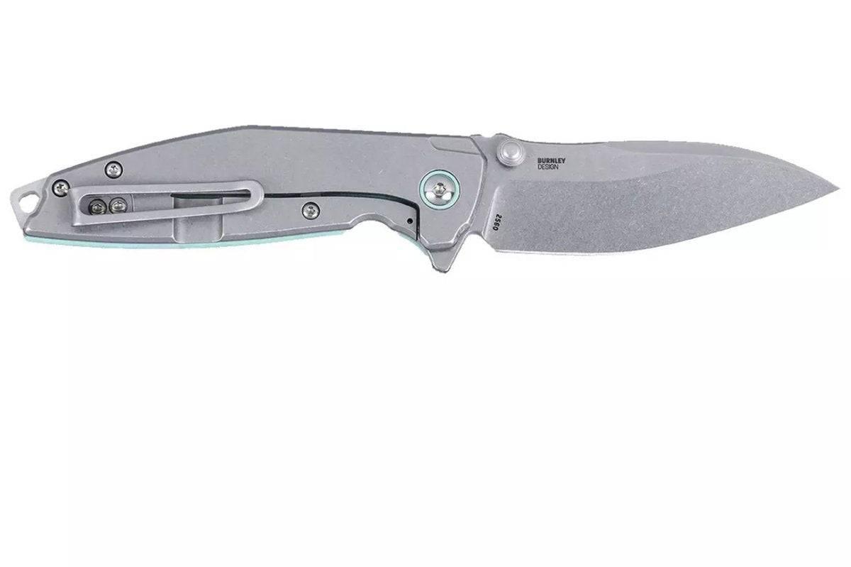 CRKT Ibis 2560 Knife Stonewash 14C28N Drop Point Blue G10 Stonewash Titanium Flipper - NORTH RIVER OUTDOORS