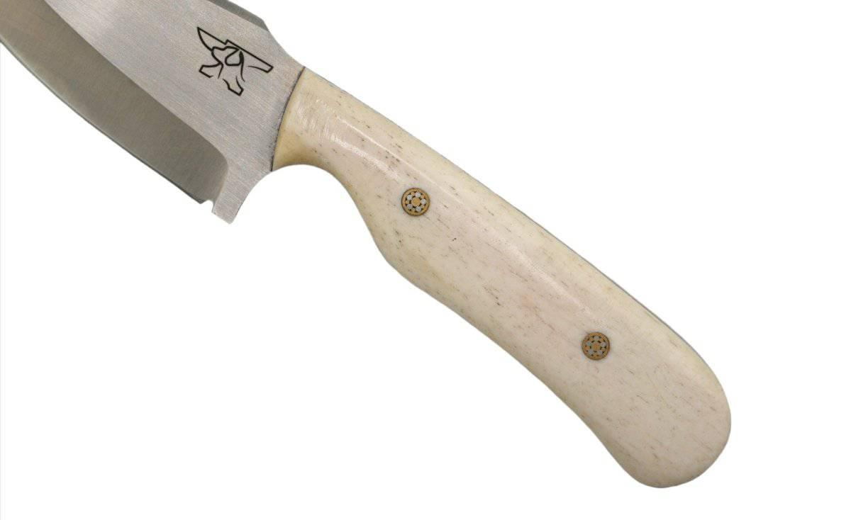 CUR Custom Shrike EDC Fixed Blade Knife 3.25" Oiled Camel Bone Dark Liners Mosaic Pins - NORTH RIVER OUTDOORS