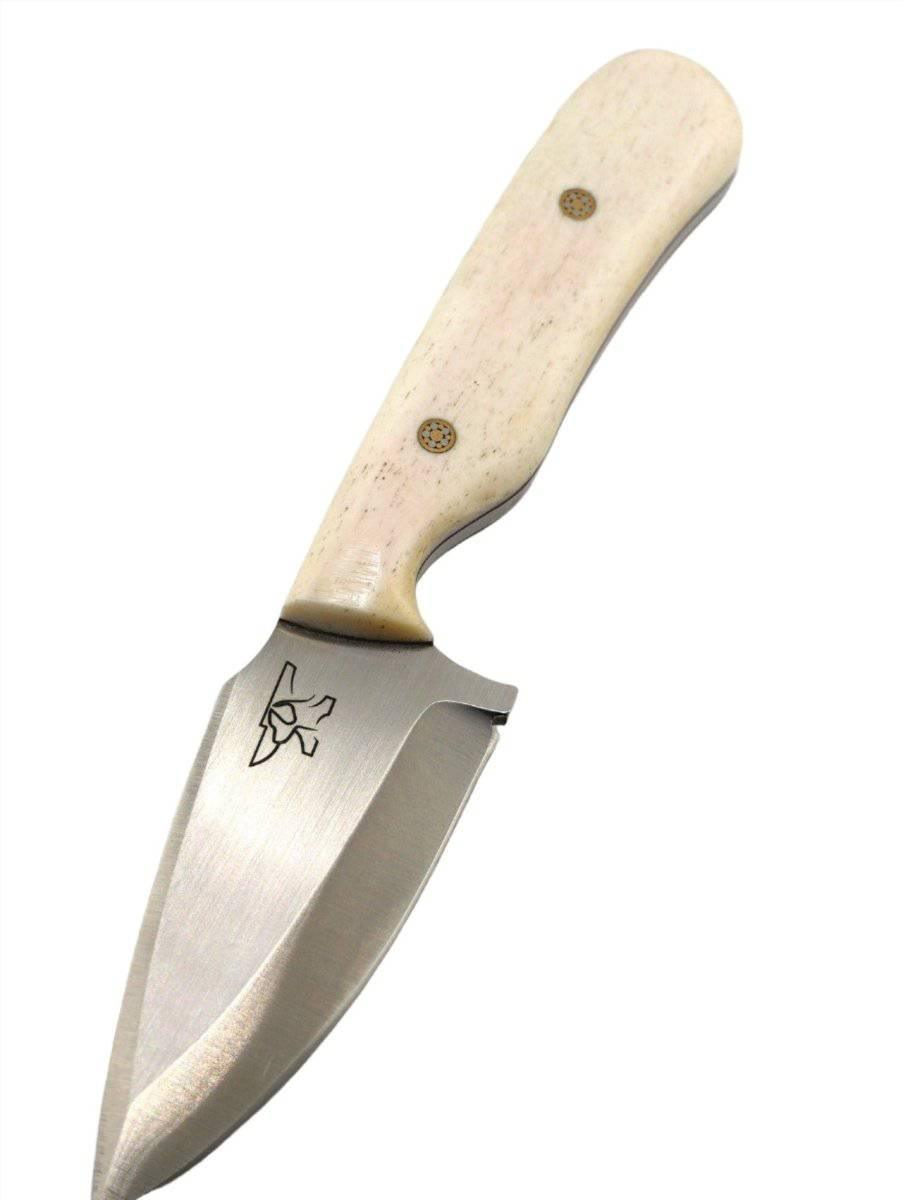 CUR Custom Shrike EDC Fixed Blade Knife 3.25" Oiled Camel Bone Dark Liners Mosaic Pins - NORTH RIVER OUTDOORS