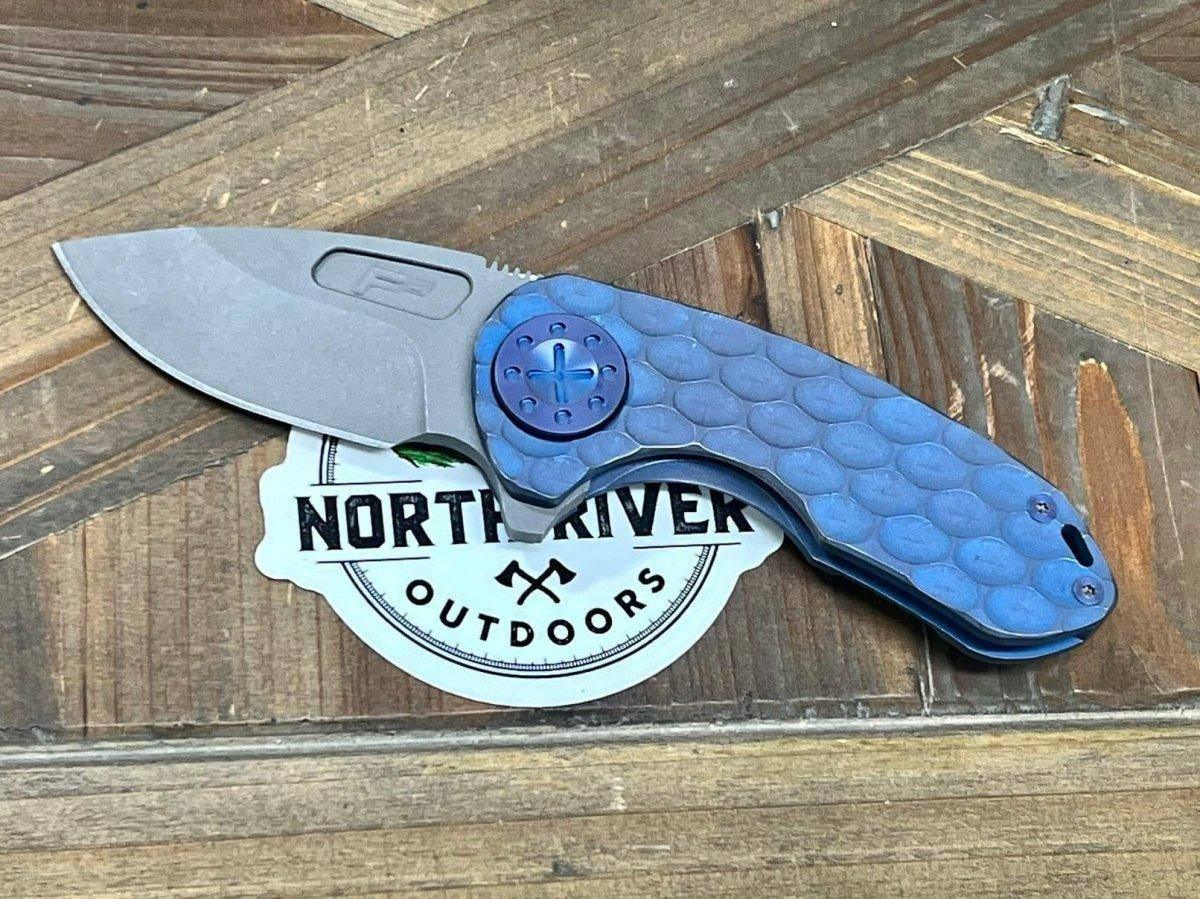 Curtiss F3 Compact Slicer Flipper PM-Mill Handles SW MagnaCut Blasted Ti Blue (USA) - NORTH RIVER OUTDOORS