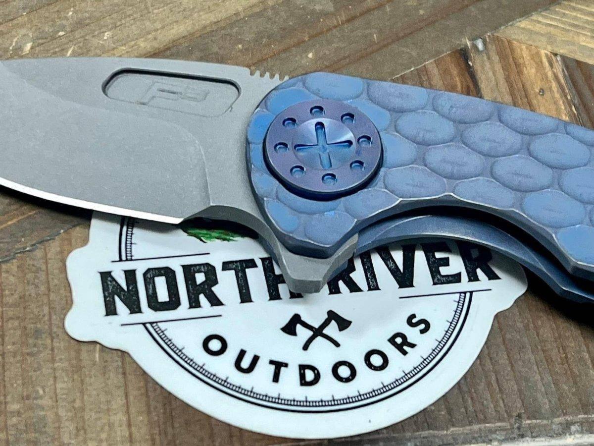 Curtiss F3 Compact Slicer Flipper PM-Mill Handles SW MagnaCut Blasted Ti Blue (USA) - NORTH RIVER OUTDOORS