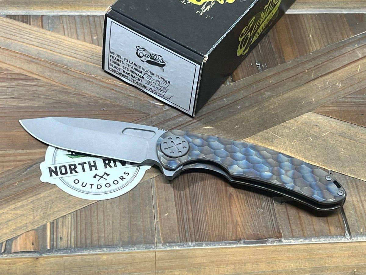 Curtiss F3 Large Slicer Flipper PM-Mill Handles SW MagnaCut Blasted Ti HW (USA) - NORTH RIVER OUTDOORS