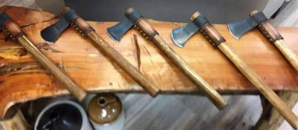 Throwing Tomahawk (Brass Inlay) with Leather Collar - NORTH RIVER OUTDOORS