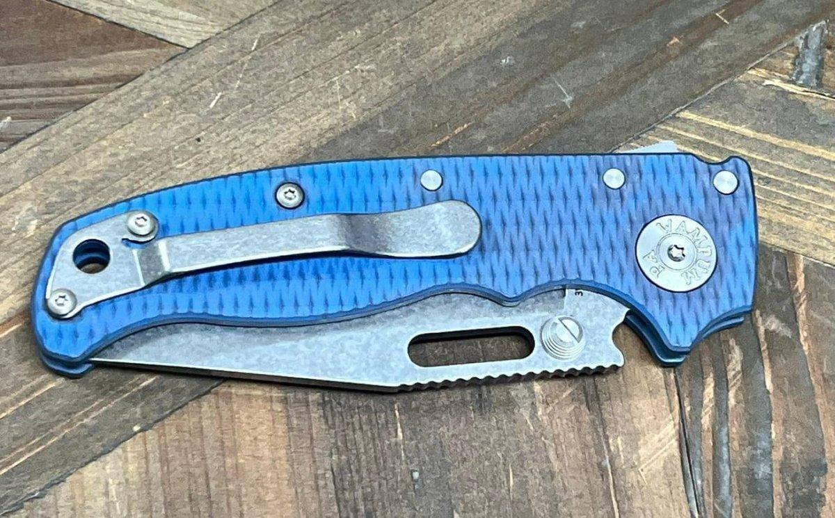 Custom Demko AD20.5 Shark Lock Folding Knife 3" 3V Clip Point Textured Titanium "Baby Blue" - NORTH RIVER OUTDOORS
