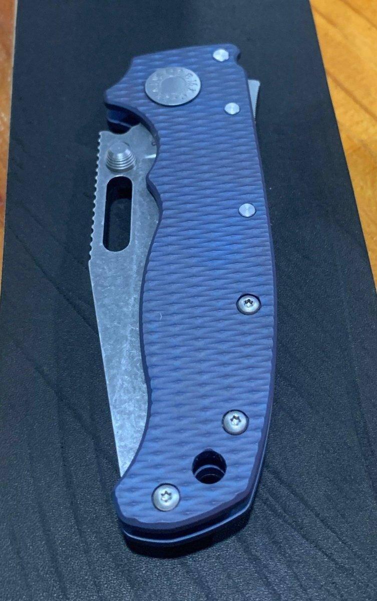 Custom Demko AD20.5 Shark Lock Folding Knife 3" CPM-3V Clip Point Textured Titanium "Purple Passion" - NORTH RIVER OUTDOORS