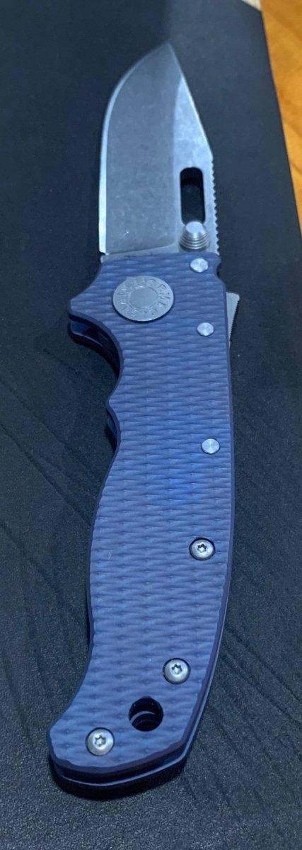 Custom Demko AD20.5 Shark Lock Folding Knife 3" CPM-3V Clip Point Textured Titanium "Purple Passion" - NORTH RIVER OUTDOORS