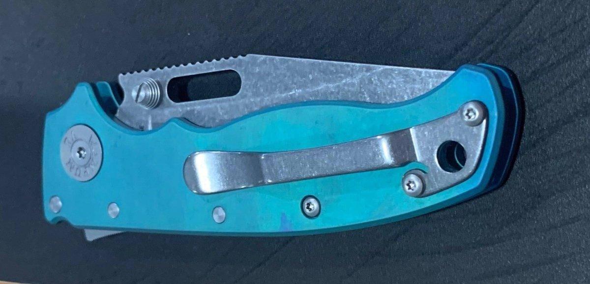 Custom Demko AD20.5 Shark Lock Folding Knife 3" CPM-3V Clip Point Titanium "Morning Blue" - NORTH RIVER OUTDOORS