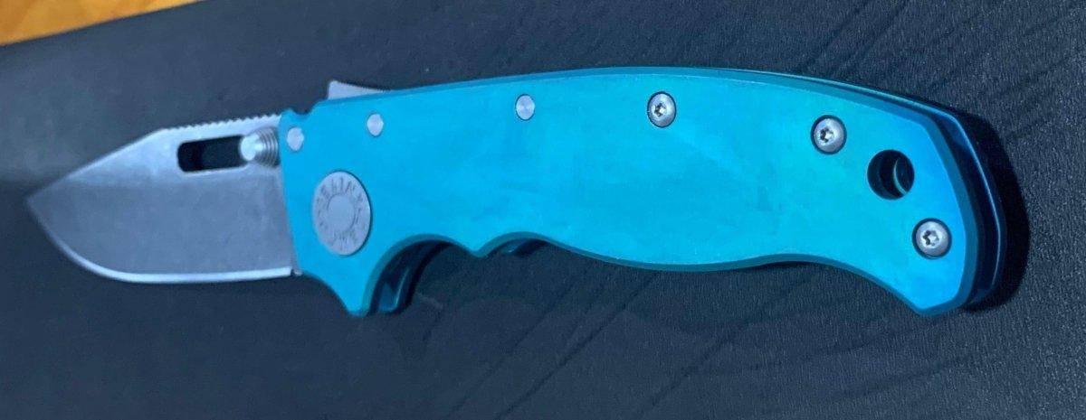 Custom Demko AD20.5 Shark Lock Folding Knife 3" CPM-3V Clip Point Titanium "Morning Blue" - NORTH RIVER OUTDOORS