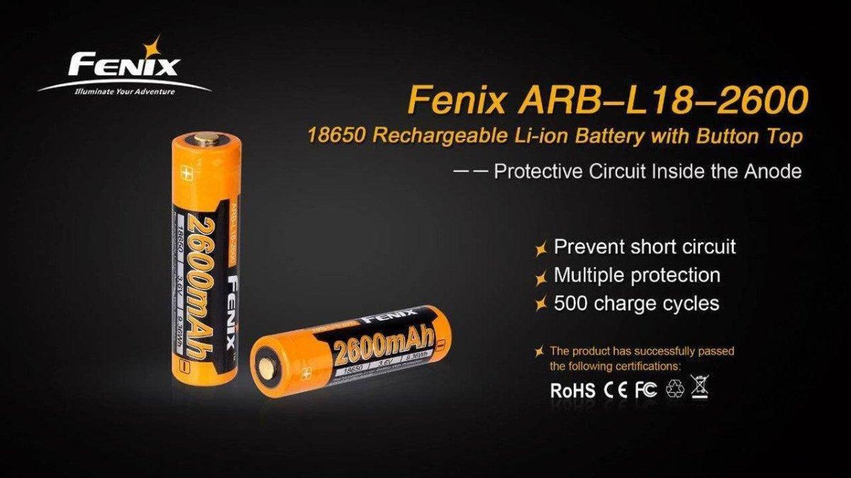 Fenix ARBL18 High-Capacity 18650 Battery (2600mAh) - NORTH RIVER OUTDOORS