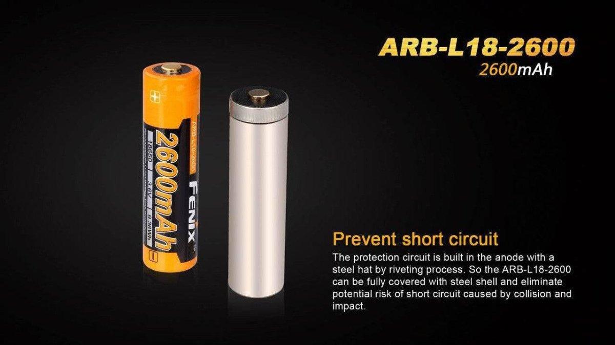 Fenix ARBL18 High-Capacity 18650 Battery (2600mAh) - NORTH RIVER OUTDOORS