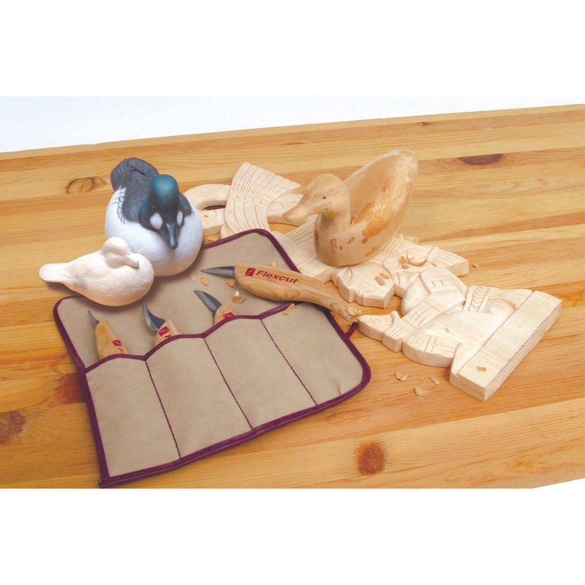 Flexcut Carving 4 Piece Tool Set with Tool Roll - KN100 (USA) - NORTH RIVER OUTDOORS