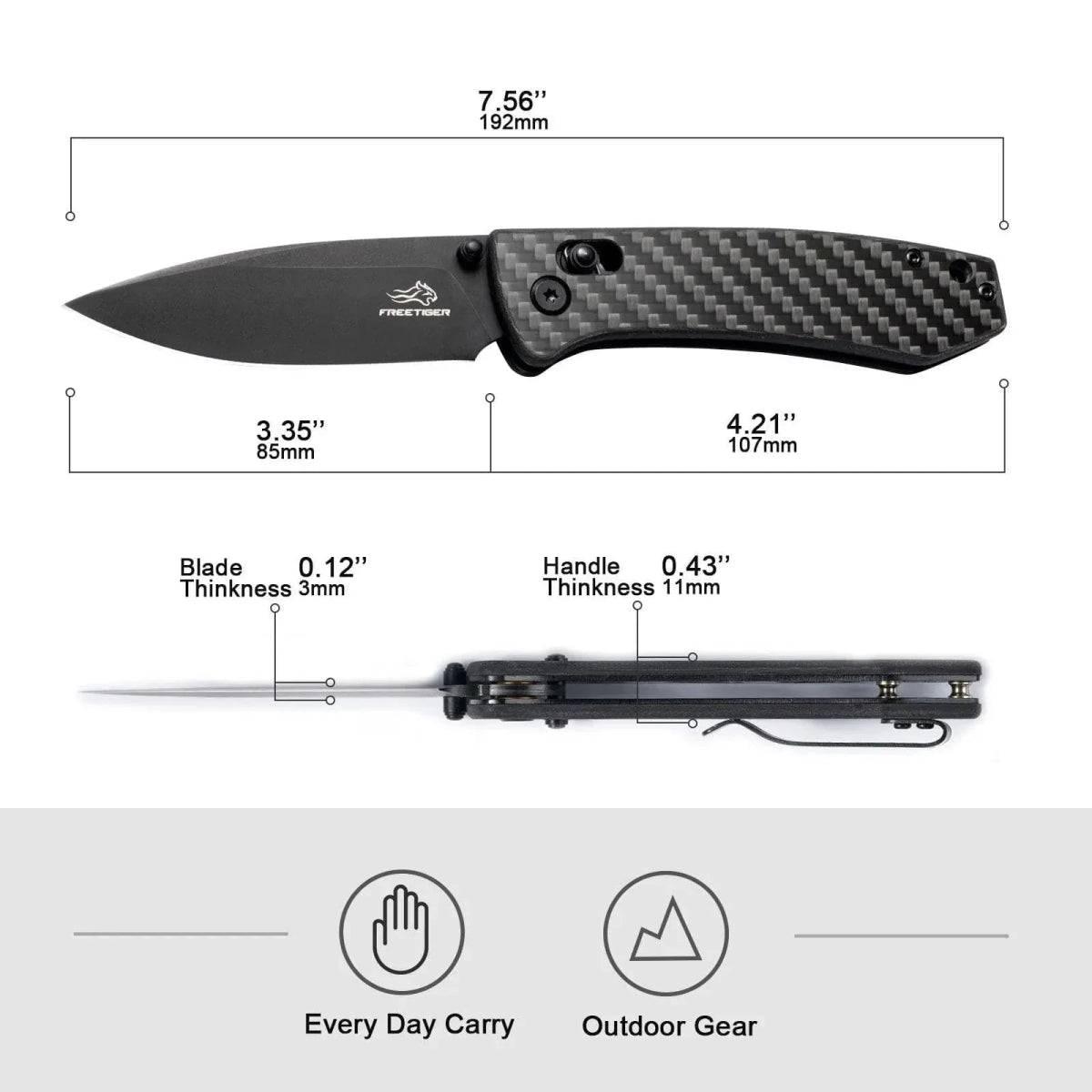 FreeTiger FT2103 Axis Lock Folding Knife D2 3.35" - NORTH RIVER OUTDOORS
